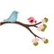 Spring baby illustration of couple birds on the branch