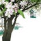 Spring Background - Blooming Apple tree with Birdhouse.