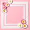 Spring background with border frame and daisy flowers in corners. Banner template for spring sales, discount. Minimalistic spring