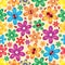 Spring a background with flowers and ladybirds.Vector