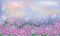 Spring banner. Cherry flowers on sky background