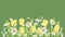 Spring banner with daffodils and daisies. Flowers background for design.