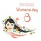 Spring Beautiful girl portrait. Girl spring, summer, symbolizes flowering, joy. Postcard March 8, International Women`s Day