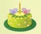 Spring birthday cake with sweet birds