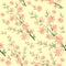 Spring blossom romantic pattern on yellowish background