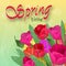 Spring bouquet flowers. Tulips on light background. Templates for spring holidays, banners social network. Spring time. Vector