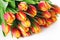 Spring bouquet tulips on white background