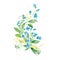 Spring bouquet wildflowers forget-me-nots and bells, forest herbs. Folk pattern.