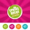 Spring break Sale color banner and 50%, 60%, 70% & 80% Off Marks. Vector illustration.