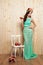 Spring bright bride in mint dress