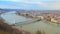 Spring Budapest, skyline panorama, dusk, Danube, bridges across the river