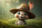 The Spring Bunny, baby rabbit wearing a hat in a spring setup, representing nature rejuvenation and the coming of spring. Ai