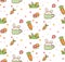Spring bunny and carrot kawaii pattern