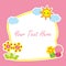 Spring card with cute mushroom and flower cartoon