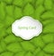 Spring Card on Seamless Stylish Pattern with Green Leaves