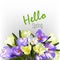 Spring card, vector crocus flowers bouquet. Holiday Poster Design