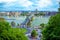 Spring cityscape of Budapest with Danube River, Chain bridge and Adam Clark Square