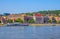 Spring cityscape with Danube River and beautiful Budapest University building