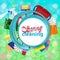 Spring cleaning background with water splash. Services cleaning. Blurred poster with soap bubbles. Tools for cleanliness and