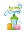 Spring cleaning plastic bottle sponge bubbles