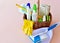 Spring cleaning supplies for seasonal house cleaning