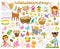 Spring clipart set with cute girls and animals