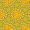 Spring colors continuous geometric pattern of camomile and dandelion in yellow and white