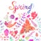 Spring coming card. Floral background, spring theme, greeting ca