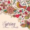 Spring coming card. Floral background, spring theme, greeting ca