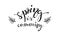 Spring is coming headline. Decorated with twigs. Hand drawn calligraphy title text.