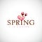 Spring is coming typography with cherry blooming flowers pink petals