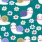 Spring cute snails with flowers seamless pattern. Perfect for T-shirt, greeting card, poster, textile and prints.