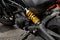 Spring dampers yellow dirty black motorcycle