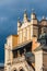 Spring day in The Main Market Square in front of the The Renaissance Sukiennice, Krakow