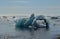 Spring Day With Sun Shining on Icebergs in Iceland