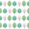 Spring decorative trees seamless pattern. Nature green leaves background.