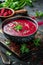 Spring Detox Beetroot Soup, Beet Root Borscht Bowl, Beetroot Soup, Copy Space