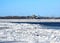 Spring. Drifting Ice on river Volga