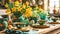 Spring Easter Table Decor with Daffodils and Easter eggs