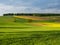 Spring farmland in the hills of Roztocze in Poland.