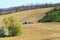 Spring farmland with tractor