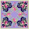 Spring fashion design. Bandana print with floral hearts. Silk neck scarf for Valentines day. Kerchief square pattern design style