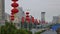 The Spring Festival is coming, the red lanterns hanging on the city roads