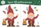 Spring find differences game for children. Garden preschool activity with gnome, baby plants and insects. Attention skills puzzle