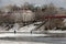 Spring fishing on the Sylva River in the city of Kungur. Spring in the Western Urals.