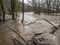 Spring Flooding and Fast Moving Melt Water During Heavy Rain.