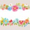 Spring floral background with cartoon flowers.