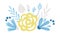 Spring floral bouquet isolated clipart, blue and yellow baby flowers