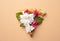 Spring floral concept with pizza and flowers