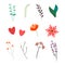 Spring floral flat vetor clip art set
